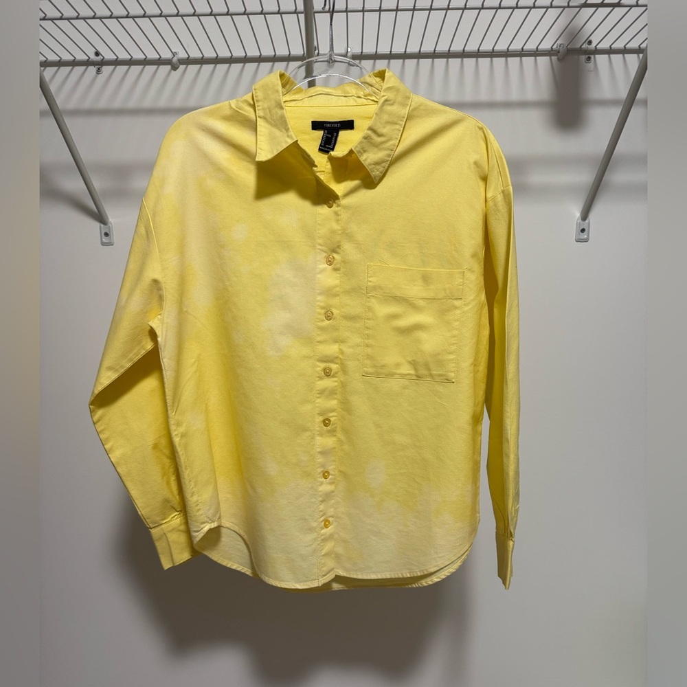 Forever 21 Women’s Bleach Dye Oversized Shirt Butter Size Xs